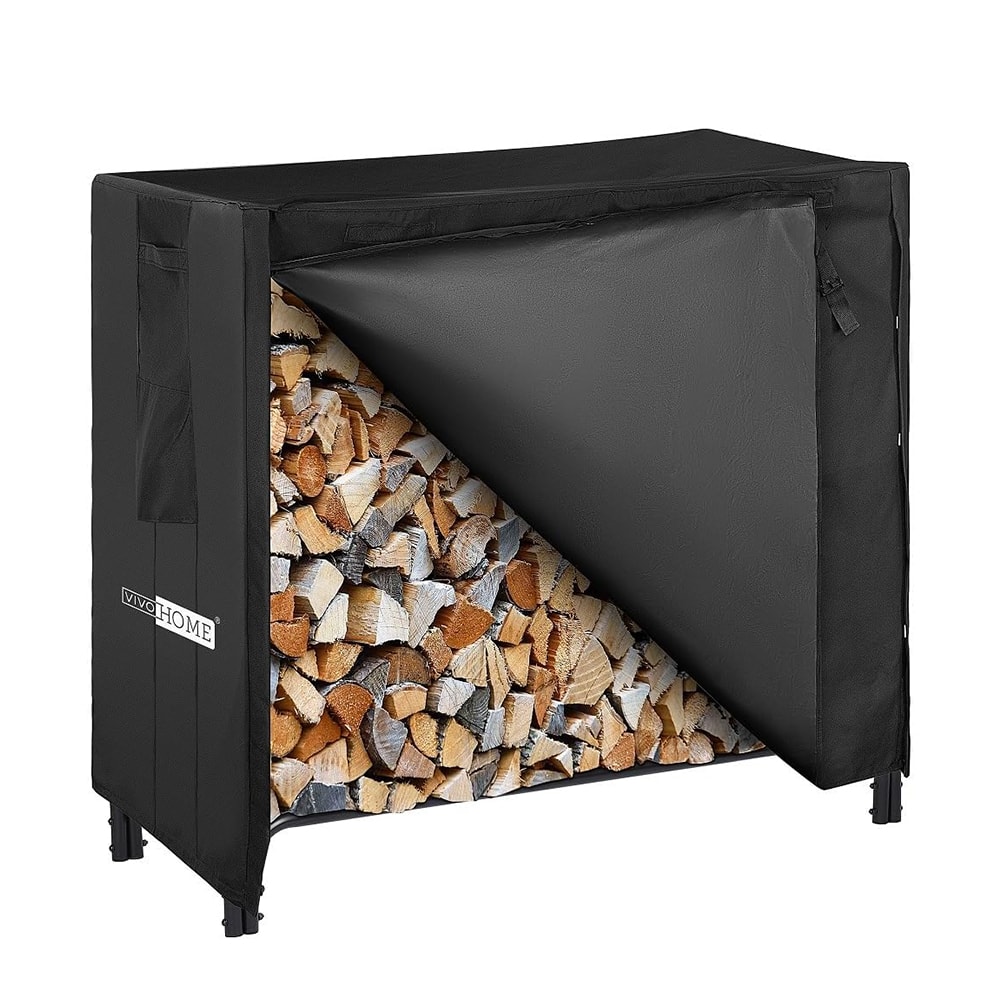 4ft Heavy Duty Indoor Outdoor Firewood Storage Log Rack with Cover Combo Set Black 4ft Heavy Duty Indoor Outdoor Firewood Storage Log Rack with Cover Combo Set Black