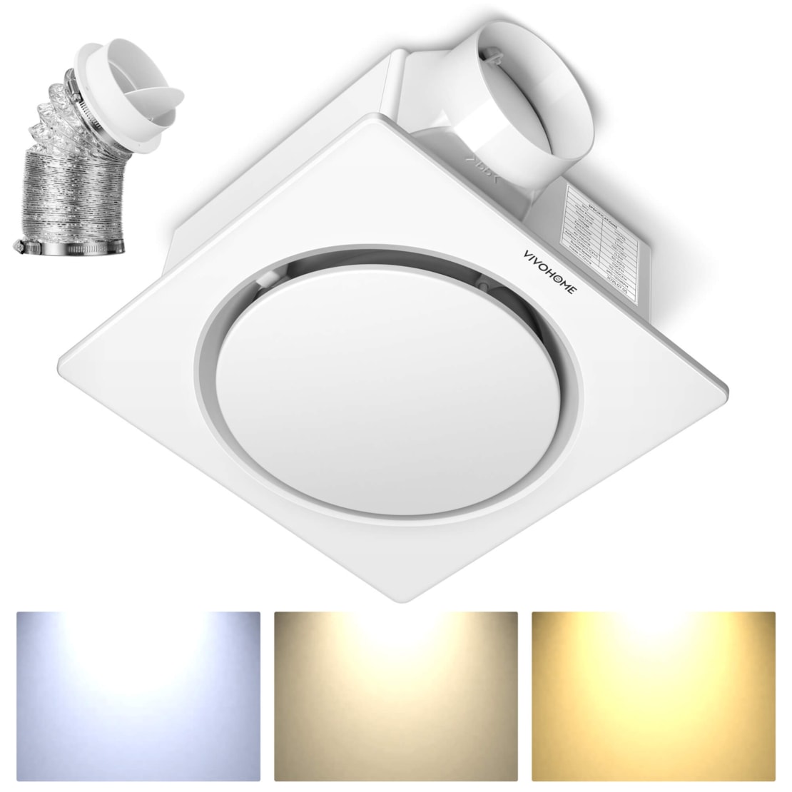 Autoflow Bathroom Exhaust Fan with Light & Humidity Sensor (30-110-160CFM) - 2700K/4000K/5700K & Energy Efficient EC Motor, Constant Airflow (Install Kit, 4-in Duct)