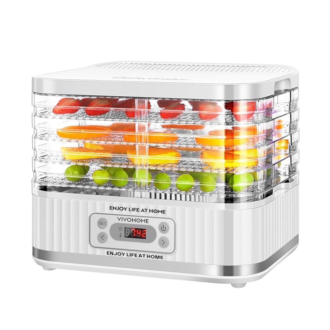 VIVOHOME Electric 5 Trays Food Dehydrator Machine with 72H Digital Timer and Temperature Control White