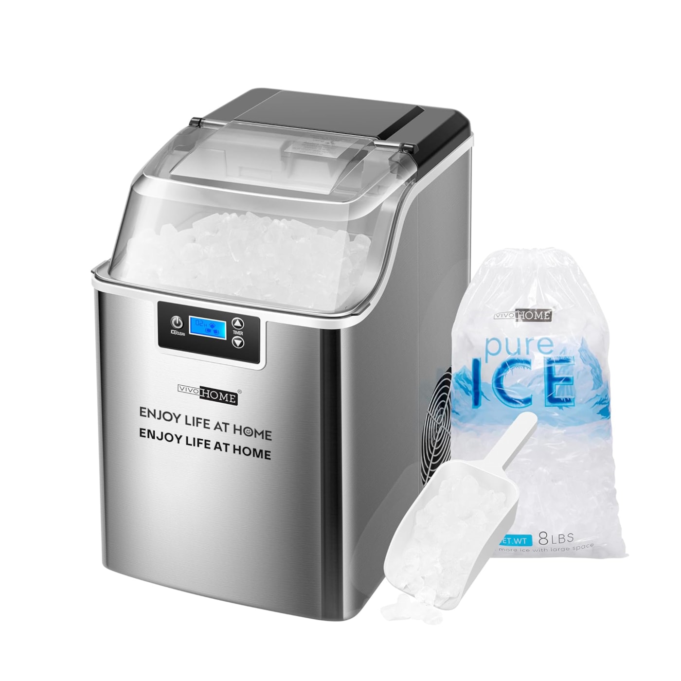VIVOHOME Nugget Ice Maker Machine with Scoop and 10 Ice Bags 44lbs/Day