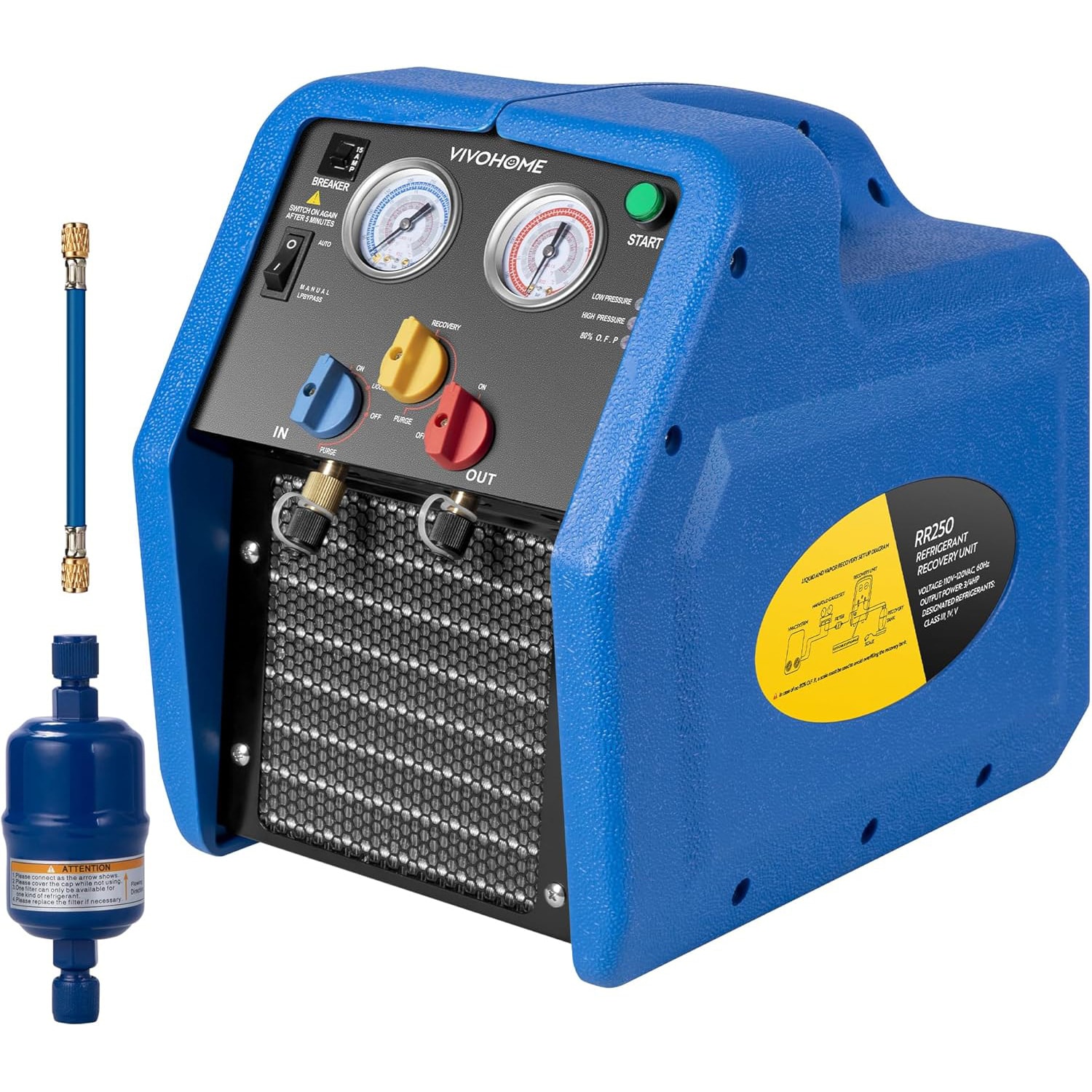 VIVOHOME R1234yf R32 3/4 HP Portable Refrigerant Recovery Machine