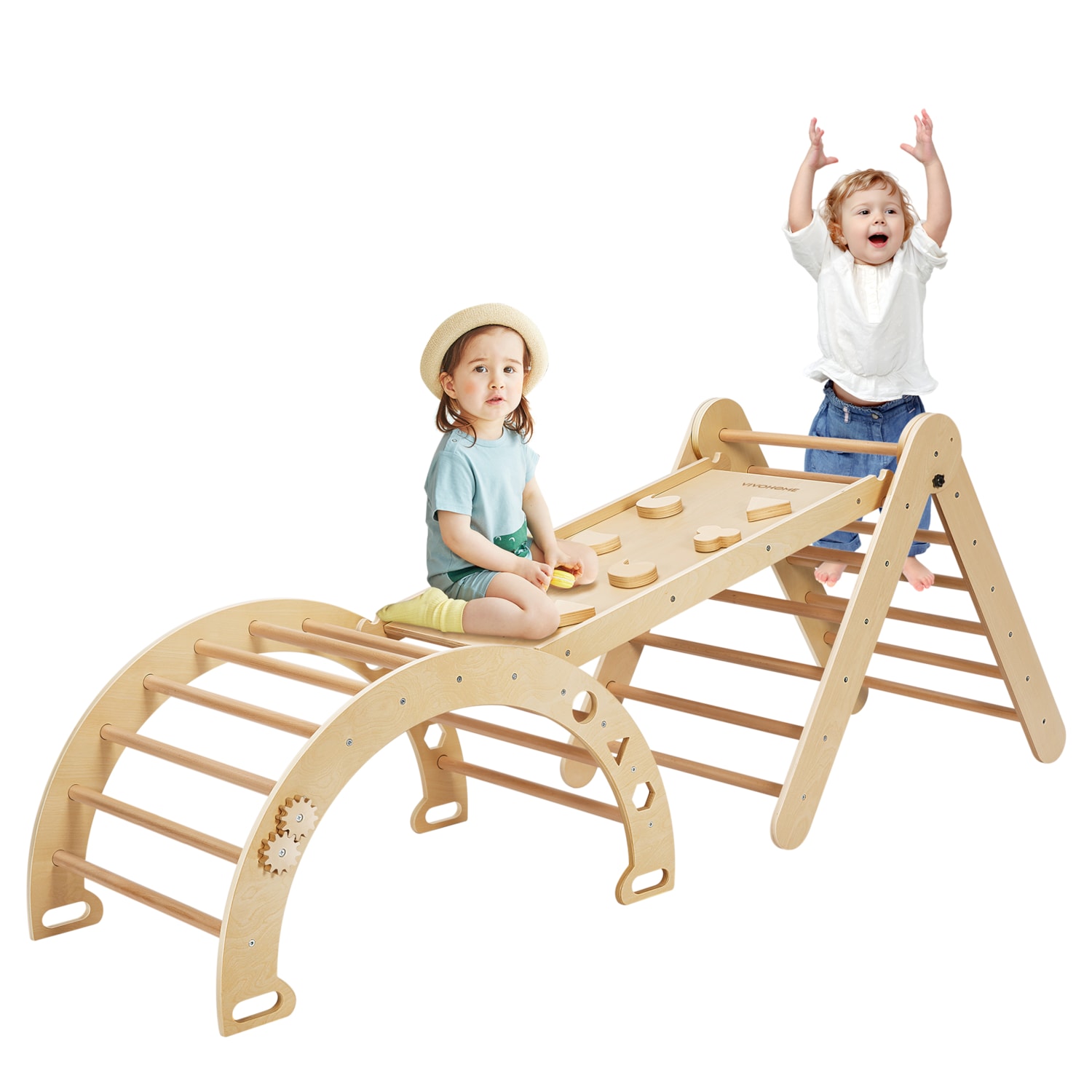 VIVOHOME in Pikler Triangle Set Wooden Climbing Toys for