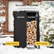 VIVOHOME 2ft Firewood Log Rack Cover, Heavy Duty 600D Oxford Outdoor Weather Resistant Fire Wood Storage Holder Cover with Zipper and Hook Loop Tape