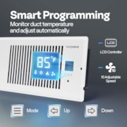 VIVOHOME 4" x 12" Opening Smart Vent Register Booster Fan with Intelligent Thermostat & 10-Speed Remote Control - 13.8" x 5.5" Vent Cover for Room, Floor, Wall - White