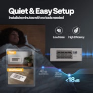 4'' x 12'' Opening Register Booster Fan with Adjustable Wind Direction Louver, Smart Intelligent Thermostat & 10-Speed Remote Control - 13.8" x 5.5" Vent Cover for Room, Floor, Wall - White