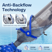 VIVOHOME Cordless Pool Vacuum with Telescopic & Extension Poles 9.12ft, 18.5 GPM Suction, 60-Min Run Time, Handheld Cleaner Rechargeable with Battery Indicator for Pools/Spas/Hot Tubs - Blue