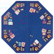 VIVOHOME 48 Inch Foldable 8-Player Texas Poker Card Table Top Layout Portable Anti-Slip Rubber Board Game Mat with Cup Holders and Carrying Bag, Blue
