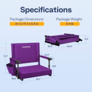 VIVOHOME Stadium Seat with Back Support and Cushion, Portable Bleacher Chair with Cup Holder and Shoulder Strap, Purple