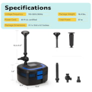 VIVOHOME 4-in-1 Pond Filter System Kits, 1370 GPH Water Pump with Filter, Fountain and 13W Light Combo for Ponds up to 2113 Gallons