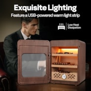 VIVOHOME Cigar Humidor 3 Shelves, 200 Counts Cigar Humidor Cabinet with Light, Spanish Cedar Wood Inner Shelves and Drawer, Accurate Hygrometer, Humidifier, for Men Brown