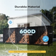 VIVOHOME 12ft Firewood Log Rack Cover, Heavy Duty 600D Oxford Outdoor Weather Resistant Fire Wood Storage Holder Cover with Zipper and Hook Loop Tape