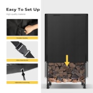 VIVOHOME 3ft Firewood Log Rack Cover, Heavy Duty 600D Oxford Outdoor Weather Resistant Fire Wood Storage Holder Cover with Zipper and Hook Loop Tape