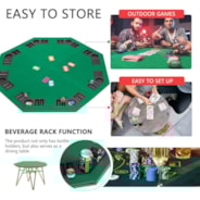 VIVOHOME 48 Inch Foldable 8-Player Texas Poker Card Tabletop Layout Portable Anti-Slip Rubber Board Game Mat with Cup Holders and Carrying Bag