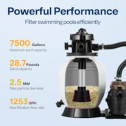 VIVOHOME 12 Inch Sand Filter Pump w/Timer, 2087 GPH Fits 7500 Gallons Above Ground Pool, 7-Way Valve 28.7 Pound Sand Capacity