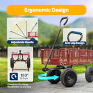 VIVOHOME Heavy Duty 880 Lbs Capacity Mesh Steel Garden Cart Folding Utility Wagon with Removable Sides and 4.10/3.50-4 inch Wheels (Red)