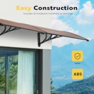 VIVOHOME Polycarbonate Window Door Awning Spliced Canopy Brown with Black Bracket 40 Inch x 80 Inch