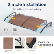 VIVOHOME Polycarbonate Window Door Awning Canopy Brown with Black Bracket 40 Inch x 80 Inch