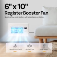 VIVOHOME 6'' x 10'' Opening Register Booster Fan with Adjustable Wind Direction Louver - 11.6" x 7.5" Vent Cover for Room, Floor, Wall - White