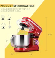 VIVOHOME Electric 10 Speed 6 Quart Tilt-Head Stand Mixer Red