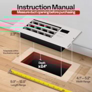 4'' x 12'' Opening Register Booster Fan with Adjustable Wind Direction Louver, Smart Intelligent Thermostat & 10-Speed Remote Control - 13.8" x 5.5" Vent Cover for Room, Floor, Wall - White