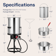 VIVOHOME 30 Qt. Aluminum Turkey Deep Fryer Pot with 10 Qt. Fish Fryer and 54,000 BTU Outdoor Propane Stove Burner Stand