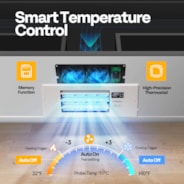 4'' x 12'' Opening Register Booster Fan with Adjustable Wind Direction Louver, Smart Intelligent Thermostat & 10-Speed Remote Control - 13.8" x 5.5" Vent Cover for Room, Floor, Wall - White