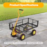 VIVOHOME Heavy Duty 550 Lbs Capacity Mesh Steel Garden Cart Folding Utility Wagon with Removable Sides (Black)