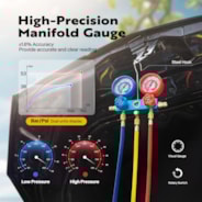 VIVOHOME 1/3 HP 4CFM Single Stage Rotary Vane Air Vacuum Pump and AC Manifold Gauge Set Kit with Leak Detector