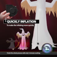 VIVOHOME 8FT Halloween Inflatable Yard Decor, Giant Red Ghost, Outdoor Blow Up with Built-in LED Light for Lawn, Garden, Party