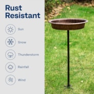 VIVOHOME Oval Polyresin Bird Bath Bowl with Metal Stake, 29 Inch Height Outdoor Freestanding Birdfeeder, Capacity 1.3 Gallons, 5-Pronged Base, Bronze