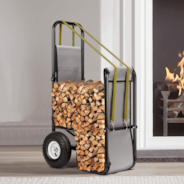 VIVOHOME Firewood Log Cart Carrier with Rubber Wheels and 600D Oxford Cloth, 250 LB Capacity Heavy Duty Steel Dolly Hauler, Rolling Wood Rack Storage Mover for Easy Transport Indoor Outdoor Use