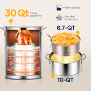 VIVOHOME 30 Qt. Aluminum Turkey Deep Fryer Pot with 10 Qt. Fish Fryer and 54,000 BTU Outdoor Propane Stove Burner Stand