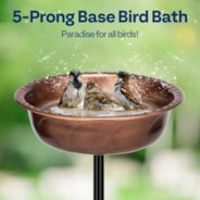 VIVOHOME Polyresin Bird Bath Bowl with Metal Stake, 29 Inch Height Outdoor Freestanding Birdfeeder, Capacity 1.4 Gallons, 5-Pronged Base, Bronze