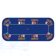 VIVOHOME 79 x 36 Inch Foldable 8-Player Texas Poker Card Table top Layout Portable Anti-Slip Rubber Board Game Mat with Cup Holders and Carrying Bag Blue