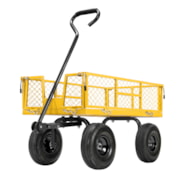 VIVOHOME Steel Garden Cart Heavy Duty 880 Lbs Capacity Folding Utility Wagon with Removable Sides and 10 inch Wheels (Yellow)