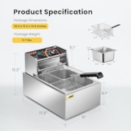 VIVOHOME 2500W 10.6 QT Electric Deep Fryer with 6.3 QT Removable Basket