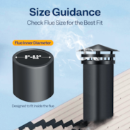 8" Cone Top Chimney Cap with Screen, Fireplace Round Chimney Cover, Galvanized Steel Exhaust Rain Caps for Outside, Easy to Install Flue Cap, Black