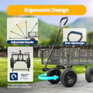 VIVOHOME Heavy Duty 880 Lbs Capacity Mesh Steel Garden Cart Folding Utility Wagon with Removable Sides and 4.10/3.50-4 inch Wheels (Grey)