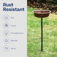 VIVOHOME Polyresin Bird Bath Bowl with Metal Stake, 29 Inch Height Outdoor Freestanding Birdfeeder, Capacity 1.4 Gallons, 5-Pronged Base, Bronze