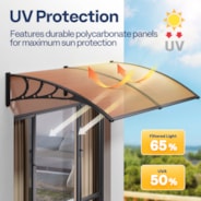 VIVOHOME Polycarbonate Window Door Awning Canopy Brown with Black Bracket 40 Inch x 80 Inch