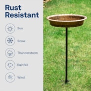 VIVOHOME Oval Polyresin Bird Bath Bowl with Metal Stake, 29 Inch Height Outdoor Freestanding Birdfeeder, Capacity 1.3 Gallons, 5-Pronged Base, Copper