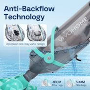 VIVOHOME Cordless Pool Vacuum with Telescopic & Extension Poles 9.12ft, 18.5 GPM Suction, 60-Min Run Time, Handheld Cleaner Rechargeable with Battery Indicator for Pools/Spas/Hot Tubs - Green