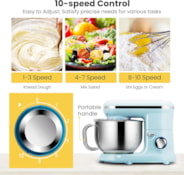 VIVOHOME Countertop Tilt-Head 10 Speed 6 Quart Stand Mixer Blue