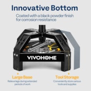 VIVOHOME Adjustable Garage Stool with Wheels with Tool Tray Storage and Wheels