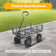VIVOHOME Heavy Duty 880 Lbs Capacity Mesh Steel Garden Cart Folding Utility Wagon with Removable Sides and 4.10/3.50-4 inch Wheels (Grey)