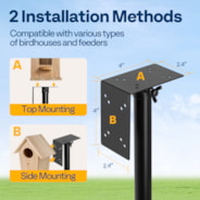 VIVOHOME 92 Inch Bird Feeder Pole with Squirrel Baffle and 4 Hooks, Outdoor Bird House Pole Mount Kit with 5 Prong, Heavy Duty Adjustable Bird Feeder Stand