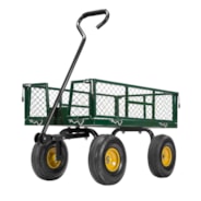 VIVOHOME Heavy Duty 880 Lbs Capacity Mesh Steel Garden Cart Folding Utility Wagon with Removable Sides and 4.10/3.50-4 inch Wheels (Green)