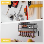 SPECSTAR Power Tool Organizer Wall Mount 3 Layers Heavy Duty Tool Shelf with 7 Drill Holders Storage Rack for Garage Workshop