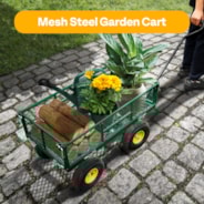 VIVOHOME Heavy Duty 880 Lbs Capacity Mesh Steel Garden Cart Folding Utility Wagon with Removable Sides and 4.10/3.50-4 inch Wheels (Green)
