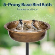 VIVOHOME Polyresin Bird Bath Bowl with Metal Stake, 29 Inch Height Outdoor Freestanding Birdfeeder, Capacity 1.4 Gallons, 5-Pronged Base, Copper